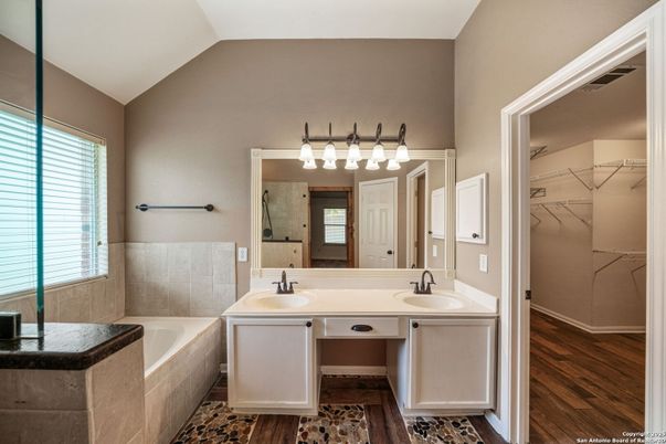 Bathroom, Dual Sink Vanities, Interior, Wood Texture Flooring