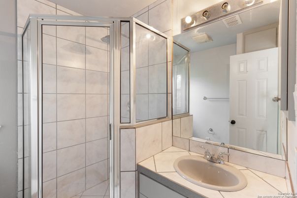 Bathroom, Glass Shower, Interior, Tile Countertops