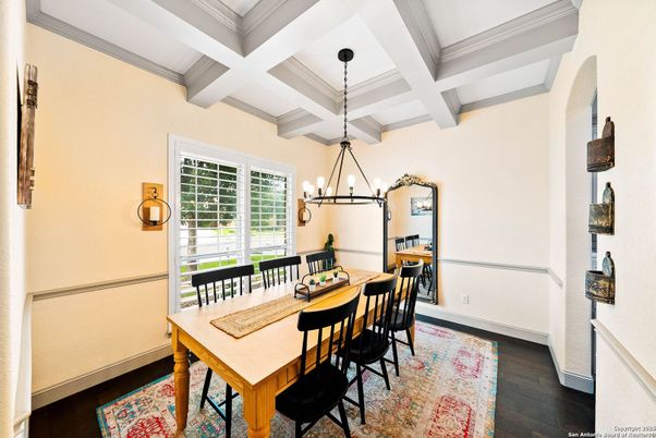 Chandelier, Dining room, Interior, Wood Texture Flooring