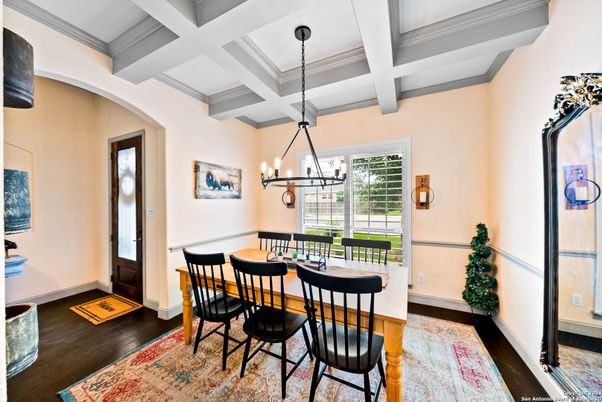 Chandelier, Dining room, Interior, Pendant Lights, Wood Texture Flooring