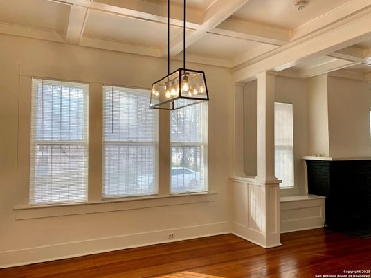 Empty room, Interior, Pendant Lights, Wood Texture Flooring