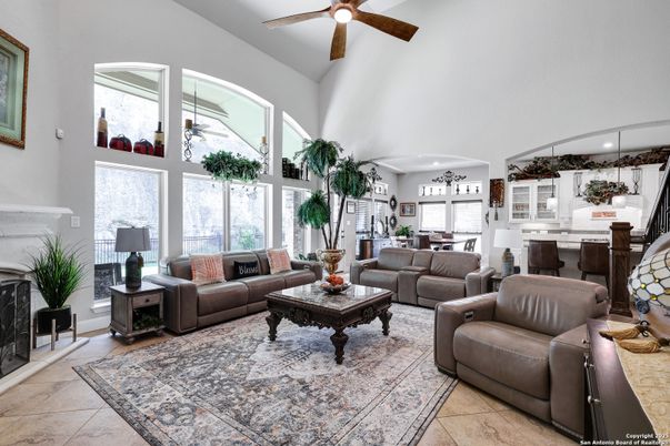 Dining room, Fireplace, Interior, Kitchen, Living room, Pendant Lights, Recessed Lighting