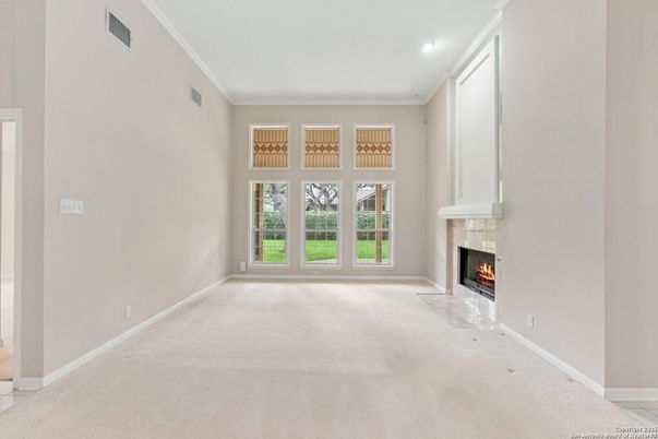 Empty room, Fireplace, Interior, Recessed Lighting