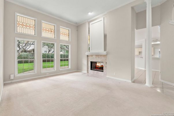 Empty room, Fireplace, Interior, Recessed Lighting