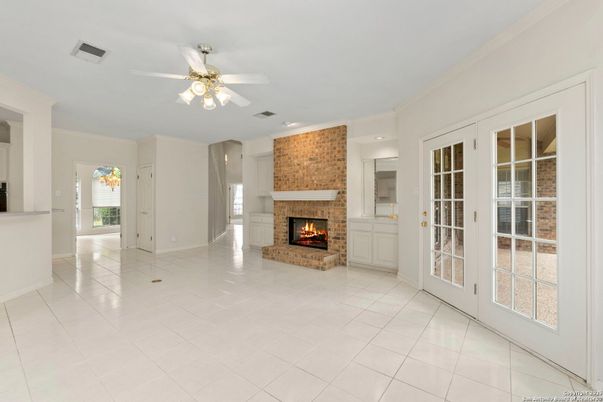 Empty room, Fireplace, Interior, Recessed Lighting