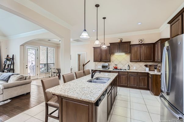Interior, Kitchen, Living room, Pendant Lights, Recessed Lighting, Stainless Steel Appliances, Wood Texture Flooring