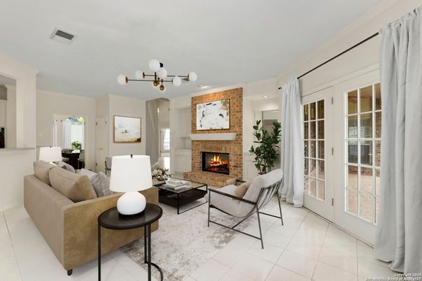 Fireplace, Interior, Living room, Recessed Lighting