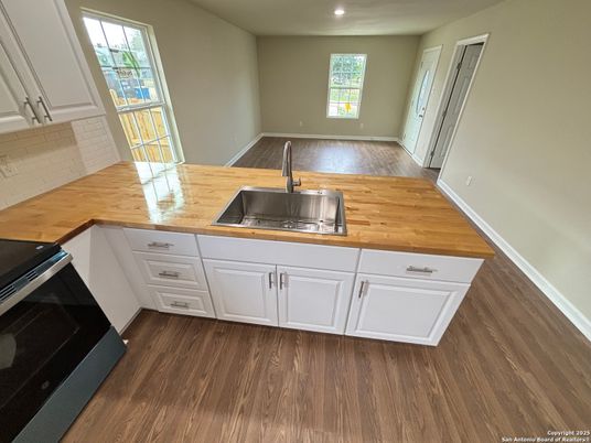 Interior, Kitchen, Recessed Lighting, Wood Texture Flooring