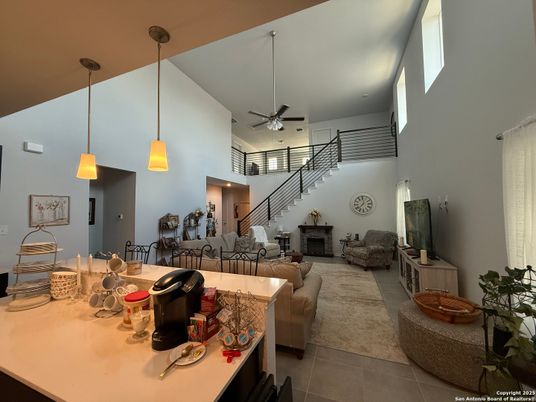Dining room, Fireplace, Interior, Living room, Pendant Lights, Recessed Lighting