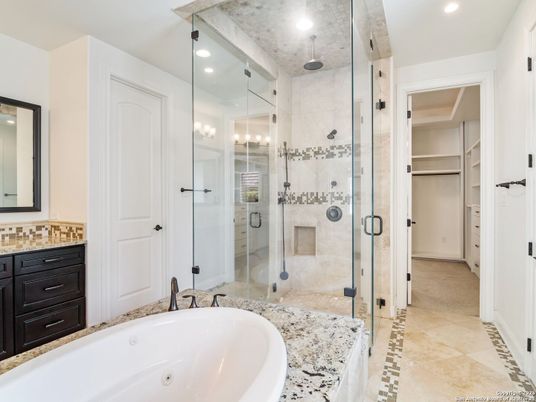 Bathroom, Glass Shower, Interior, Recessed Lighting