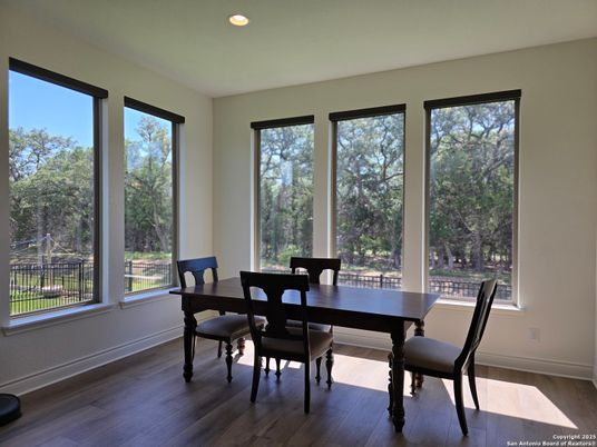 Dining room, Interior, Recessed Lighting, Wood Texture Flooring