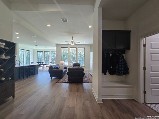 Interior, Living room, Recessed Lighting, Wood Texture Flooring