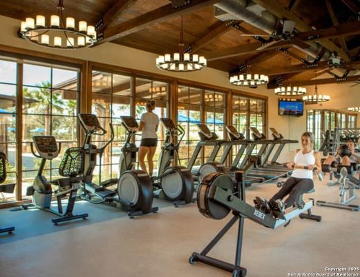 Chandelier, Fitness Equipment, Gym, Interior, Wooden Beams, Wooden Ceilings