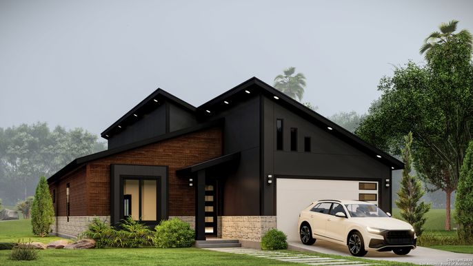 Attached, Exterior, Facade, Brick Facade, Modern