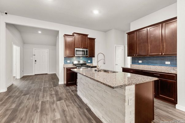 Interior, Kitchen, Recessed Lighting, Wood Texture Flooring