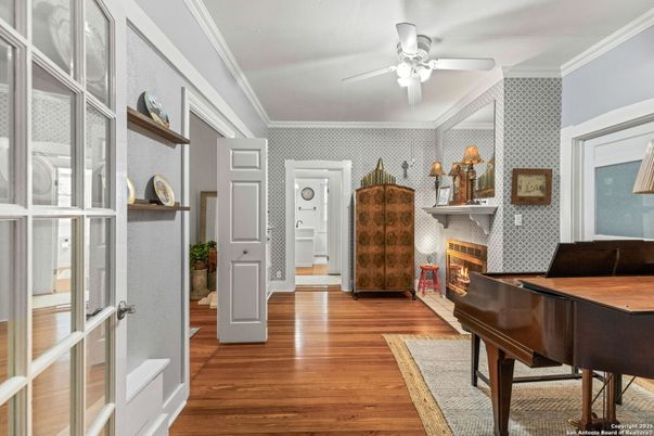 Fireplace, Interior, Piano, Wood Texture Flooring