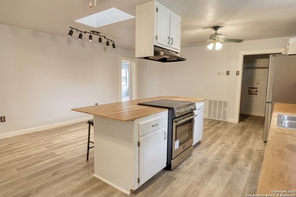 Interior, Kitchen, Stainless Steel Appliances, Wood Texture Flooring