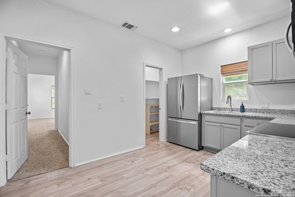 Interior, Kitchen, Recessed Lighting, Wood Texture Flooring