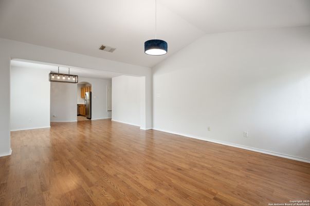 Empty room, Interior, Pendant Lights, Wood Texture Flooring