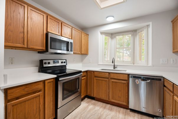 Interior, Kitchen, Stainless Steel Appliances, Wood Texture Flooring