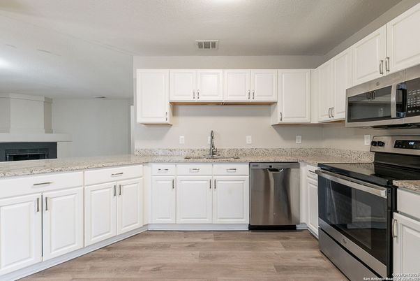Interior, Kitchen, Stainless Steel Appliances, Wood Texture Flooring
