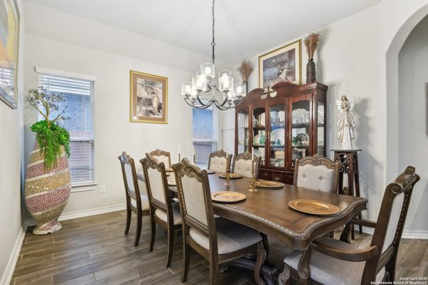 Chandelier, Dining room, Interior, Pendant Lights, Wood Texture Flooring