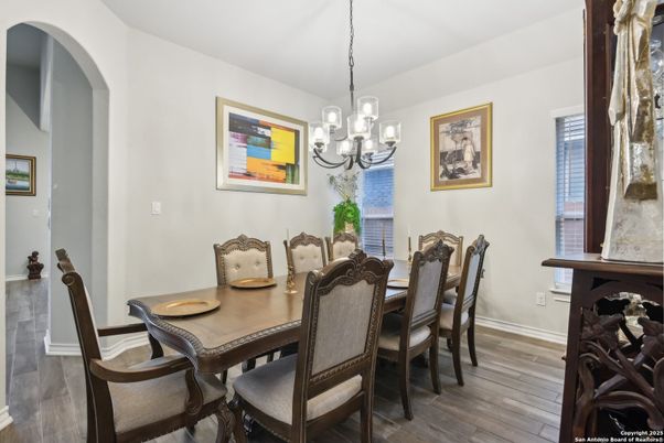 Chandelier, Dining room, Interior, Wood Texture Flooring