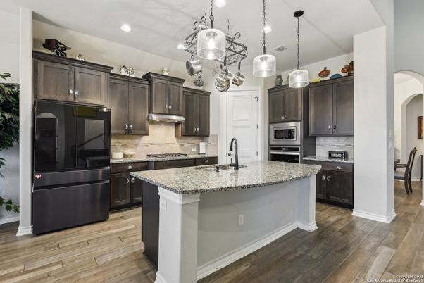Interior, Kitchen, Pendant Lights, Recessed Lighting, Wood Texture Flooring