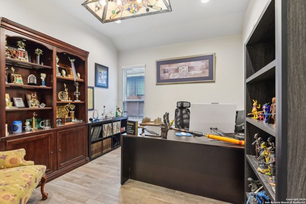 Home Office, Interior, Recessed Lighting, Wood Texture Flooring
