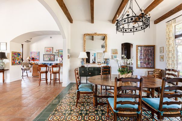 Dining room, Interior, Pendant Lights, Wooden Beams