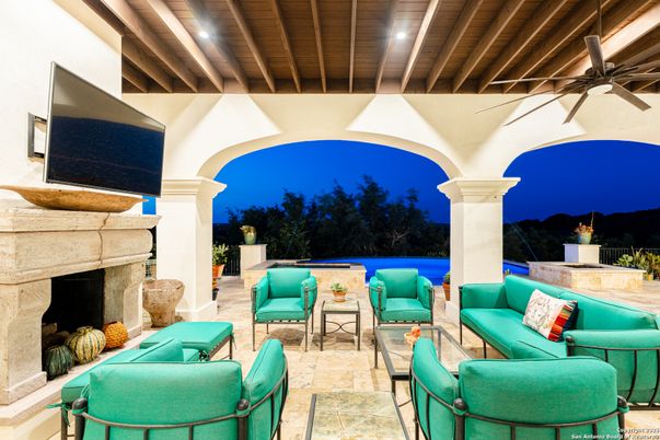 Exterior, Fireplace, Pool