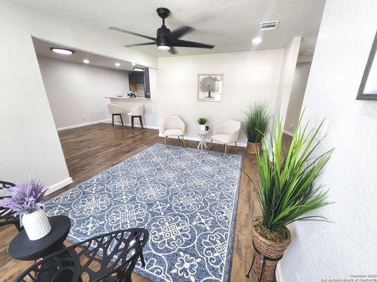 Dining room, Interior, Recessed Lighting, Wood Texture Flooring