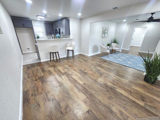 Dining room, Interior, Kitchen, Recessed Lighting, Wood Texture Flooring