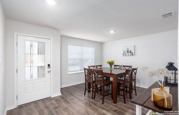 Dining room, Interior, Recessed Lighting, Wood Texture Flooring