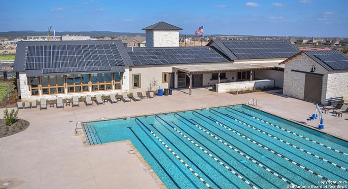Exterior, Pool, Solar Panels
