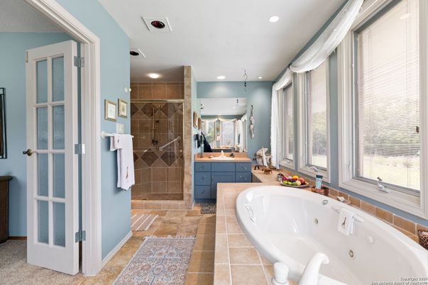 Bathroom, Dual Sink Vanities, Glass Shower, Interior, Recessed Lighting
