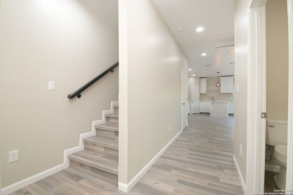 Interior, Kitchen, Pendant Lights, Recessed Lighting, Wood Texture Flooring