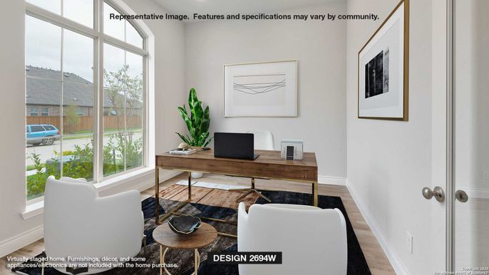 Home Office, Interior, Recessed Lighting, Wood Texture Flooring