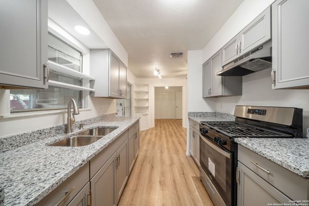 Interior, Kitchen, Stainless Steel Appliances, Wood Texture Flooring