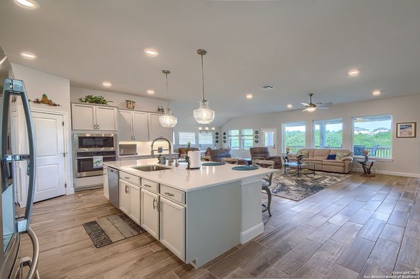 Interior, Kitchen, Living room, Pendant Lights, Recessed Lighting, Stainless Steel Appliances, Wood Texture Flooring