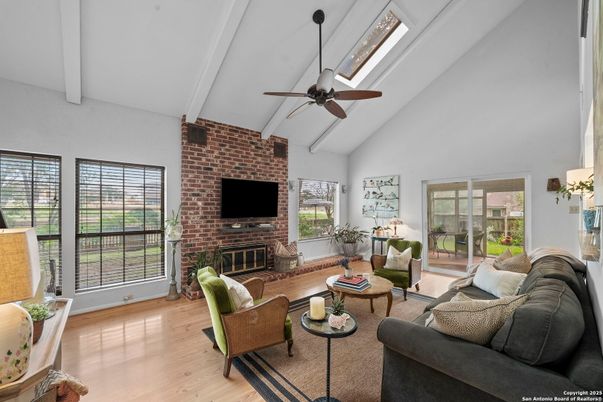 Fireplace, Interior, Living room, Stone Walls, Wood Texture Flooring