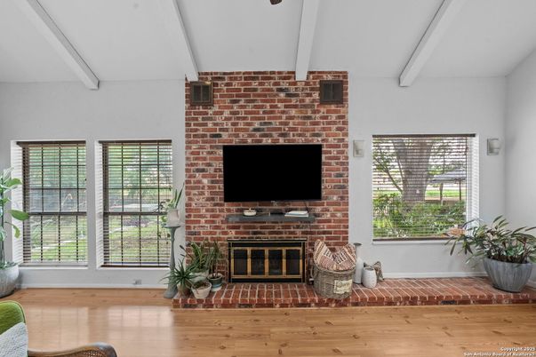 Fireplace, Interior, Stone Walls, Wood Texture Flooring