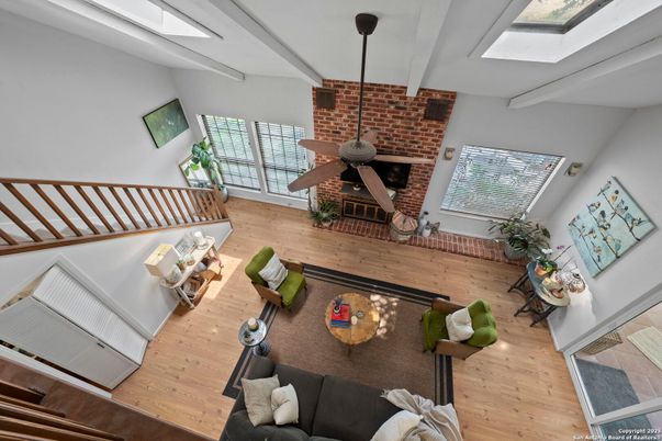 Interior, Living room, Stone Walls, Wood Texture Flooring