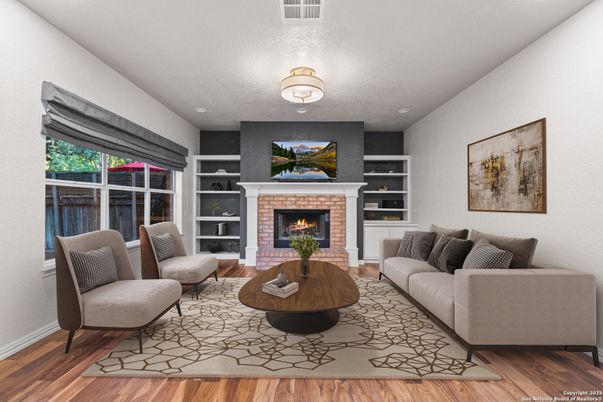 Fireplace, Interior, Living room, Wood Texture Flooring