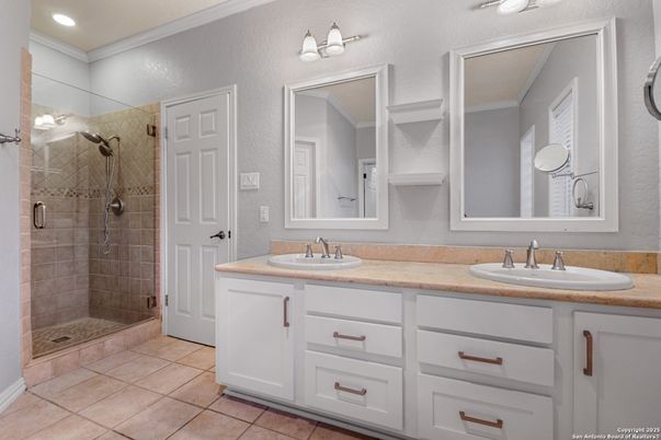 Bathroom, Dual Sink Vanities, Glass Shower, Interior, Recessed Lighting