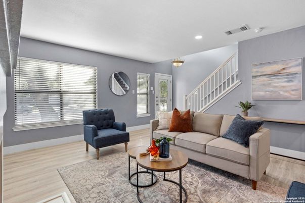 Interior, Living room, Recessed Lighting, Wood Texture Flooring