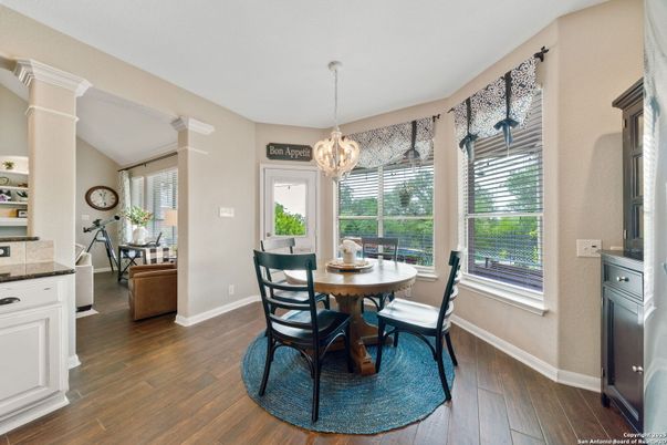 Chandelier, Dining room, Interior, Pendant Lights, Wood Texture Flooring