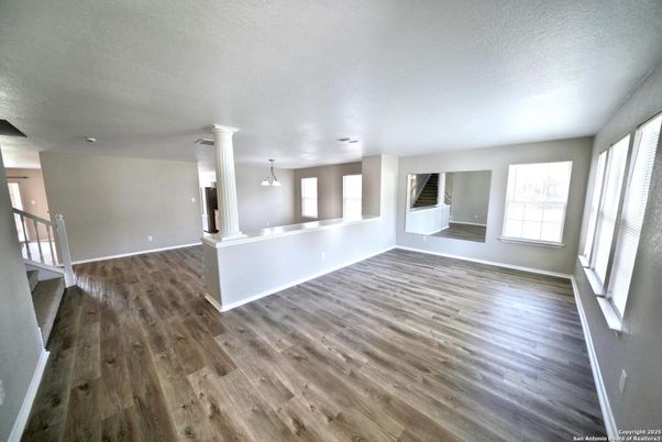 Empty room, Interior, Pendant Lights, Wood Texture Flooring