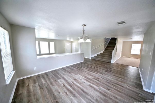 Empty room, Interior, Pendant Lights, Wood Texture Flooring