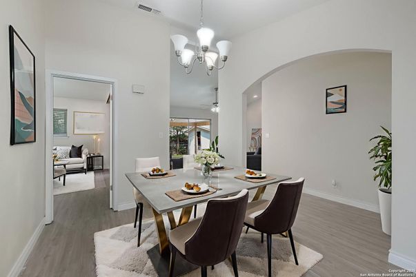 Chandelier, Dining room, Interior, Wood Texture Flooring